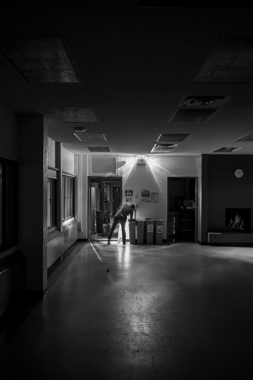 student meditating in quiet room