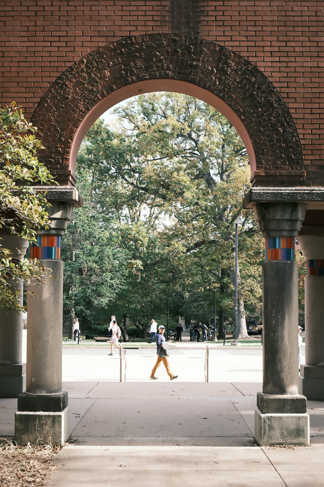 student jogging on campus