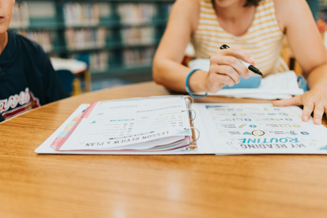 student studying at desk