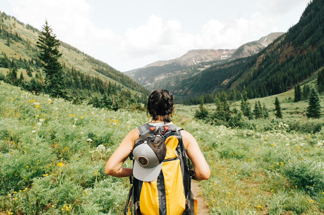 woman hiking trail
